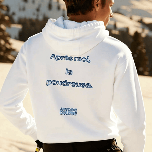 "APRES MOI, LA POUDREUSE." Embroidered Hoodie - Antoine D'Amie