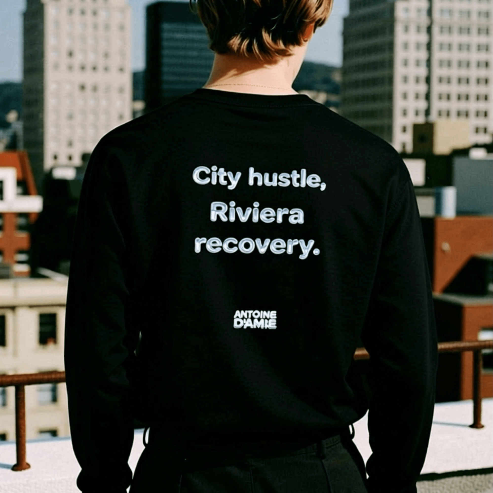 "CITY HUSTLE, RIVIERA RECOVERY" Embroidered Long Sleeve Shirt - Antoine D'Amie