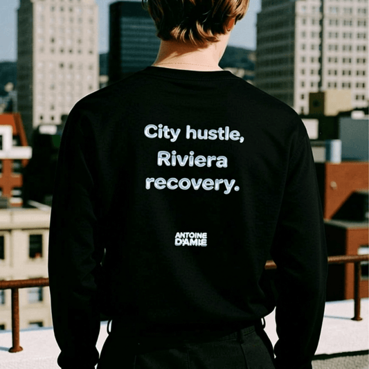 "CITY HUSTLE, RIVIERA RECOVERY" Embroidered Long Sleeve Shirt - Antoine D'Amie