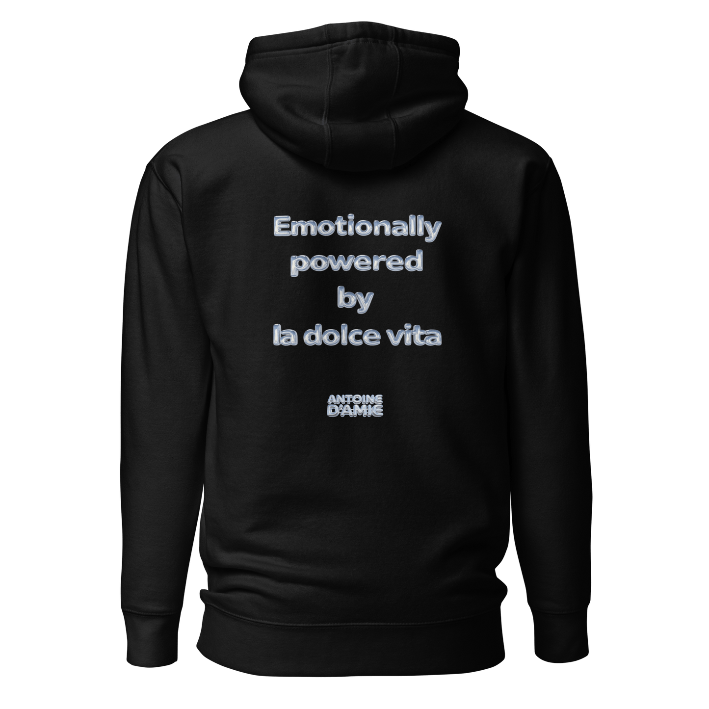 "EMOTIONALLY POWERED BY LA DOLCE VITA" Embroidered Hoodie - Antoine D'Amie