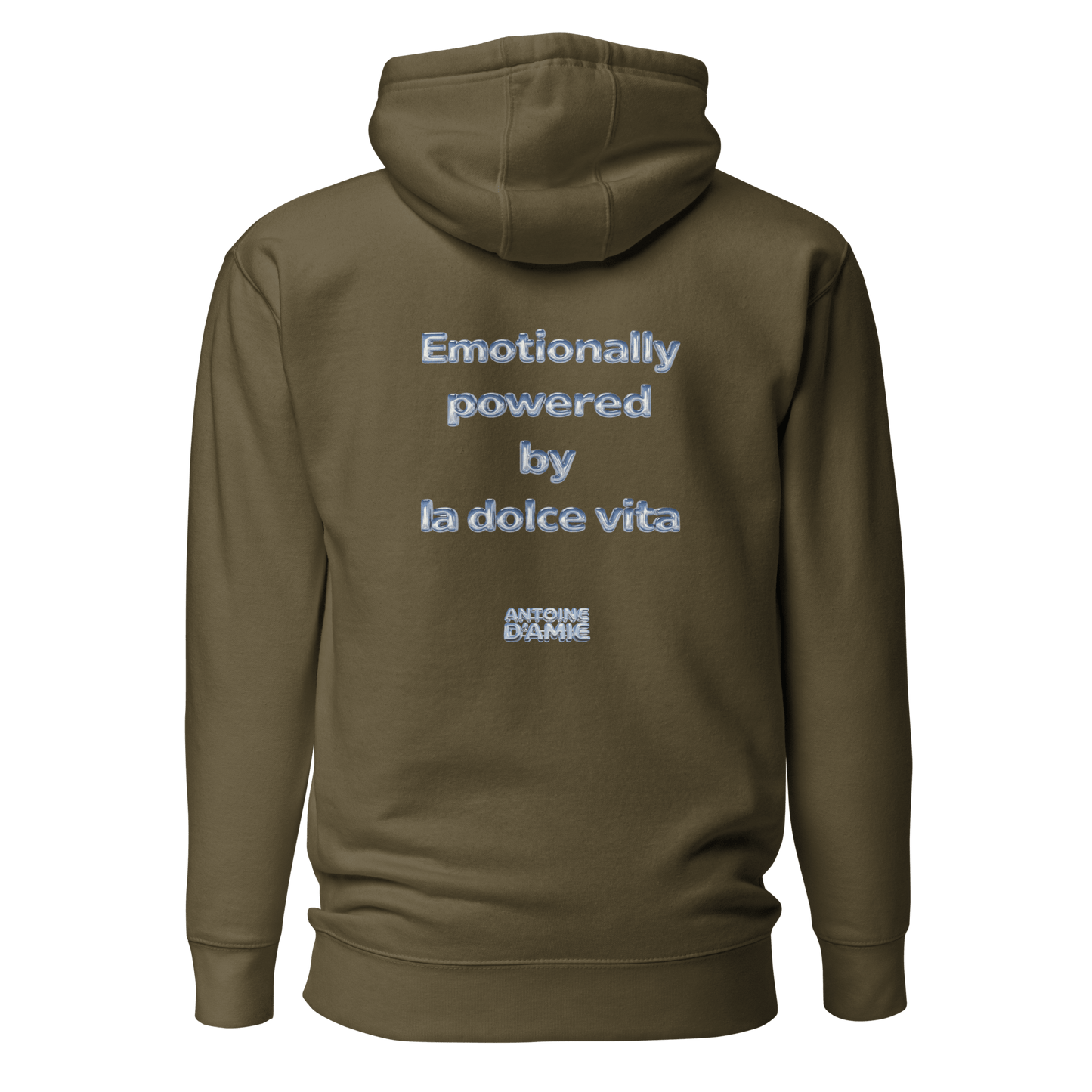 "EMOTIONALLY POWERED BY LA DOLCE VITA" Embroidered Hoodie - Antoine D'Amie