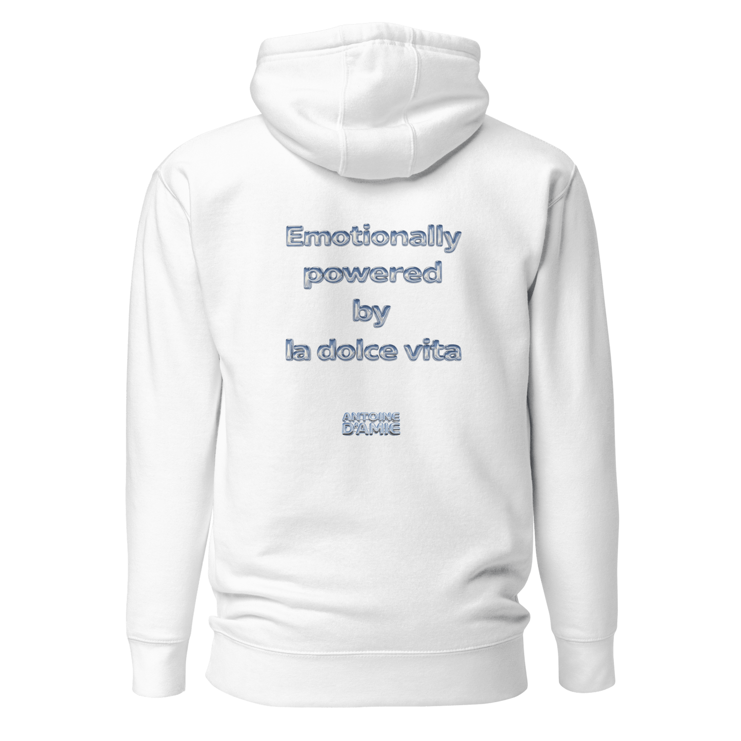 "EMOTIONALLY POWERED BY LA DOLCE VITA" Embroidered Hoodie - Antoine D'Amie