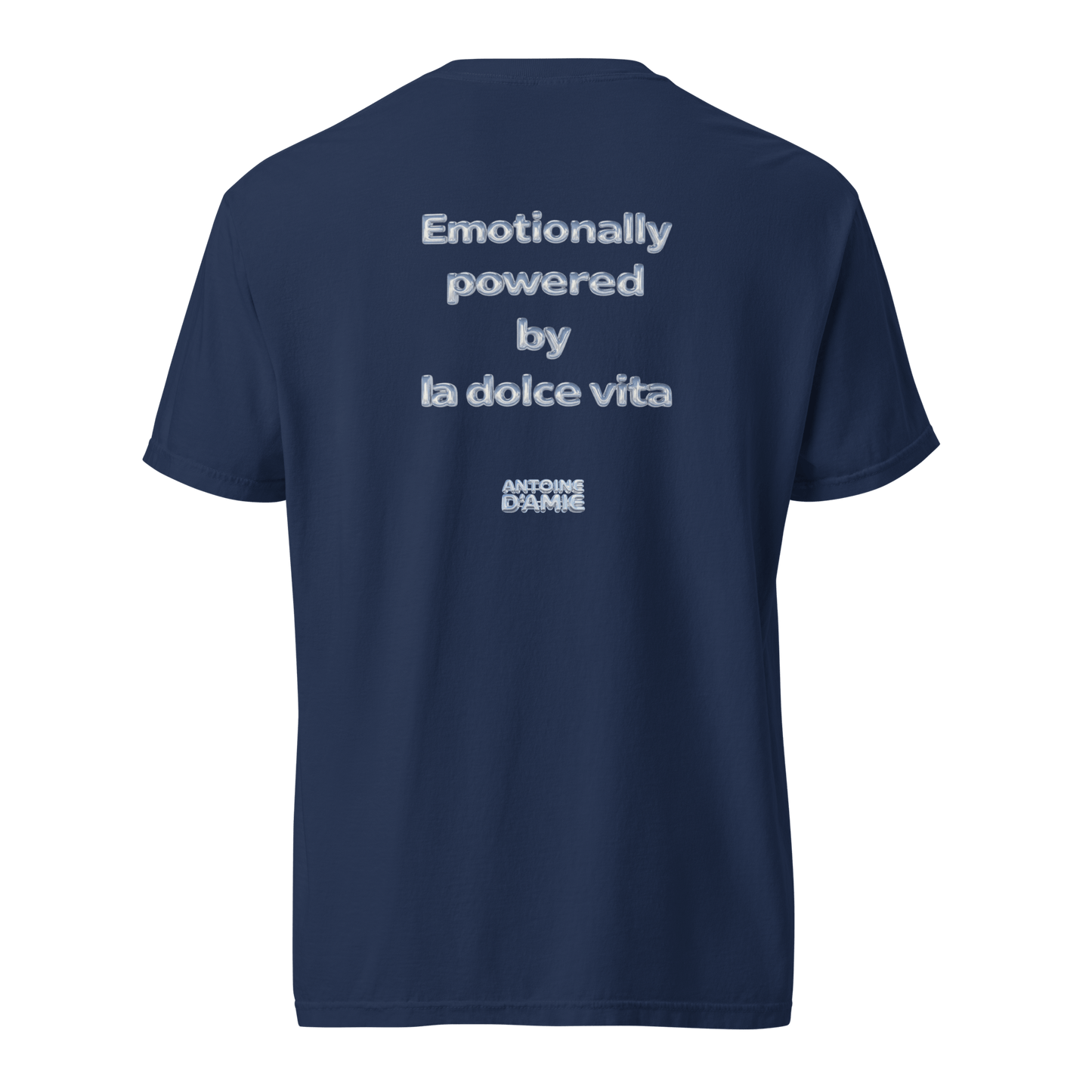 "EMOTIONALLY POWERED BY LA DOLCE VITA" Embroidered T-Shirt - Antoine D'Amie
