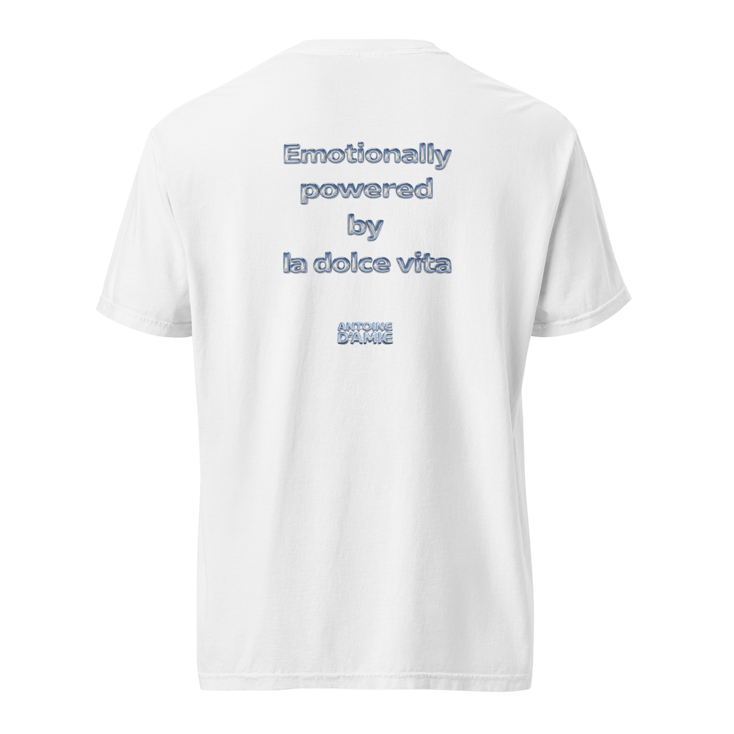 "EMOTIONALLY POWERED BY LA DOLCE VITA" Embroidered T-Shirt - Antoine D'Amie