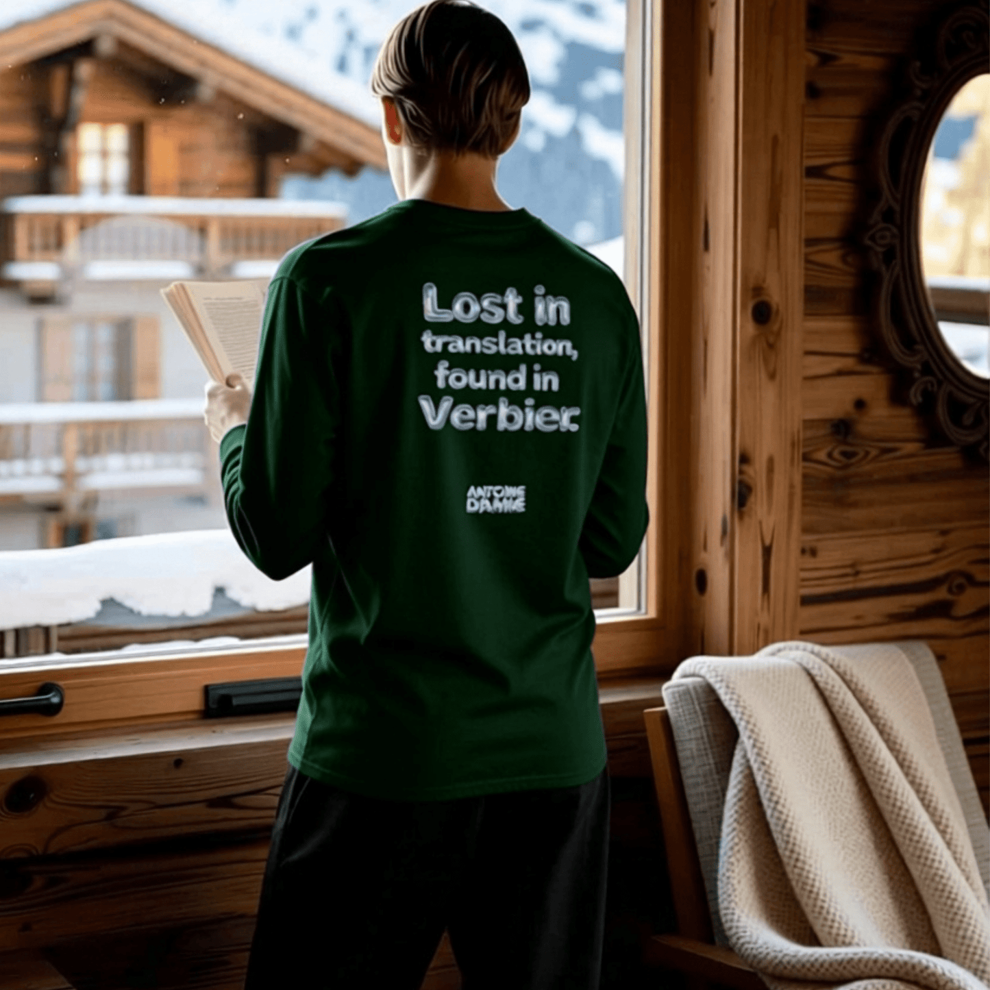 "LOST IN TRANSLATION, FOUND IN VERBIER." Long Sleeve Embroidered T-Shirt - Antoine D'Amie