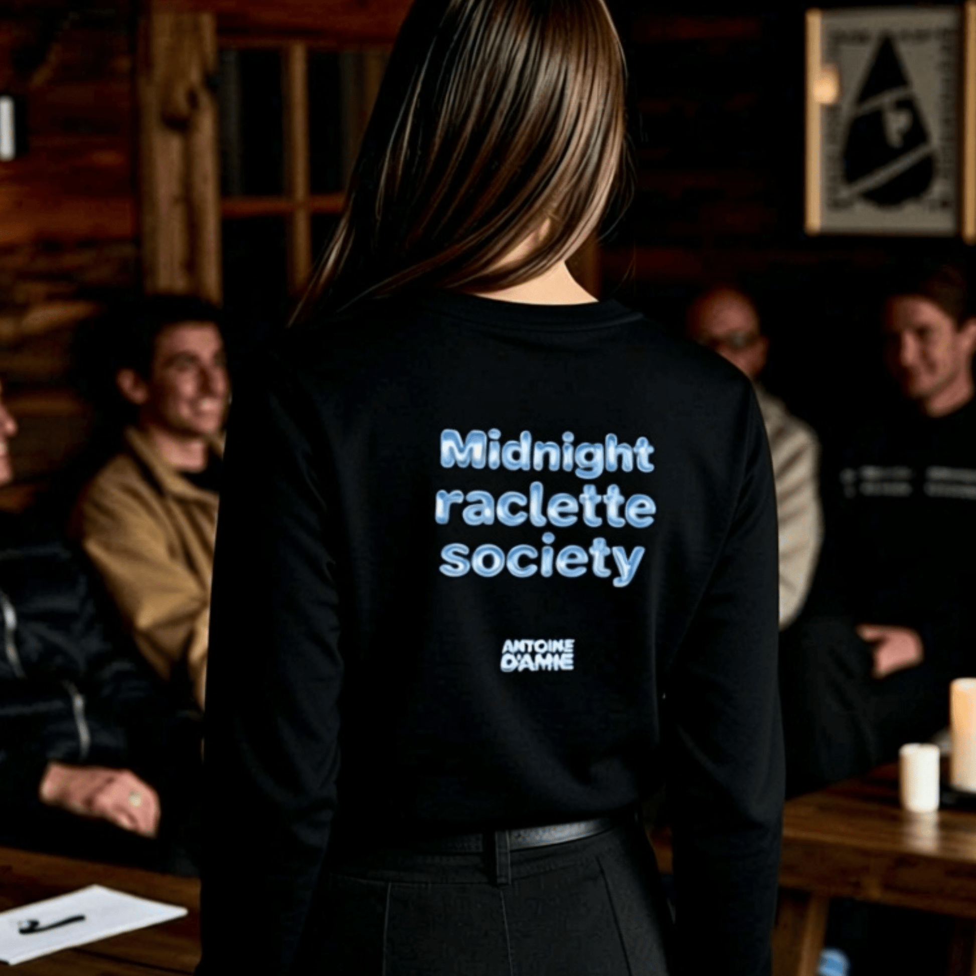 "MIDNIGHT RACLETTE SOCIETY" Long Sleeve Embroidered T-Shirt - Antoine D'Amie