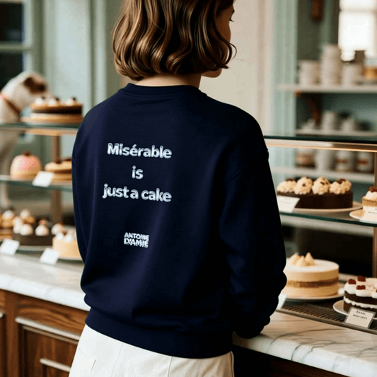 "MISERABLE IS JUST A CAKE" Embroidered Crewneck - Antoine D'Amie
