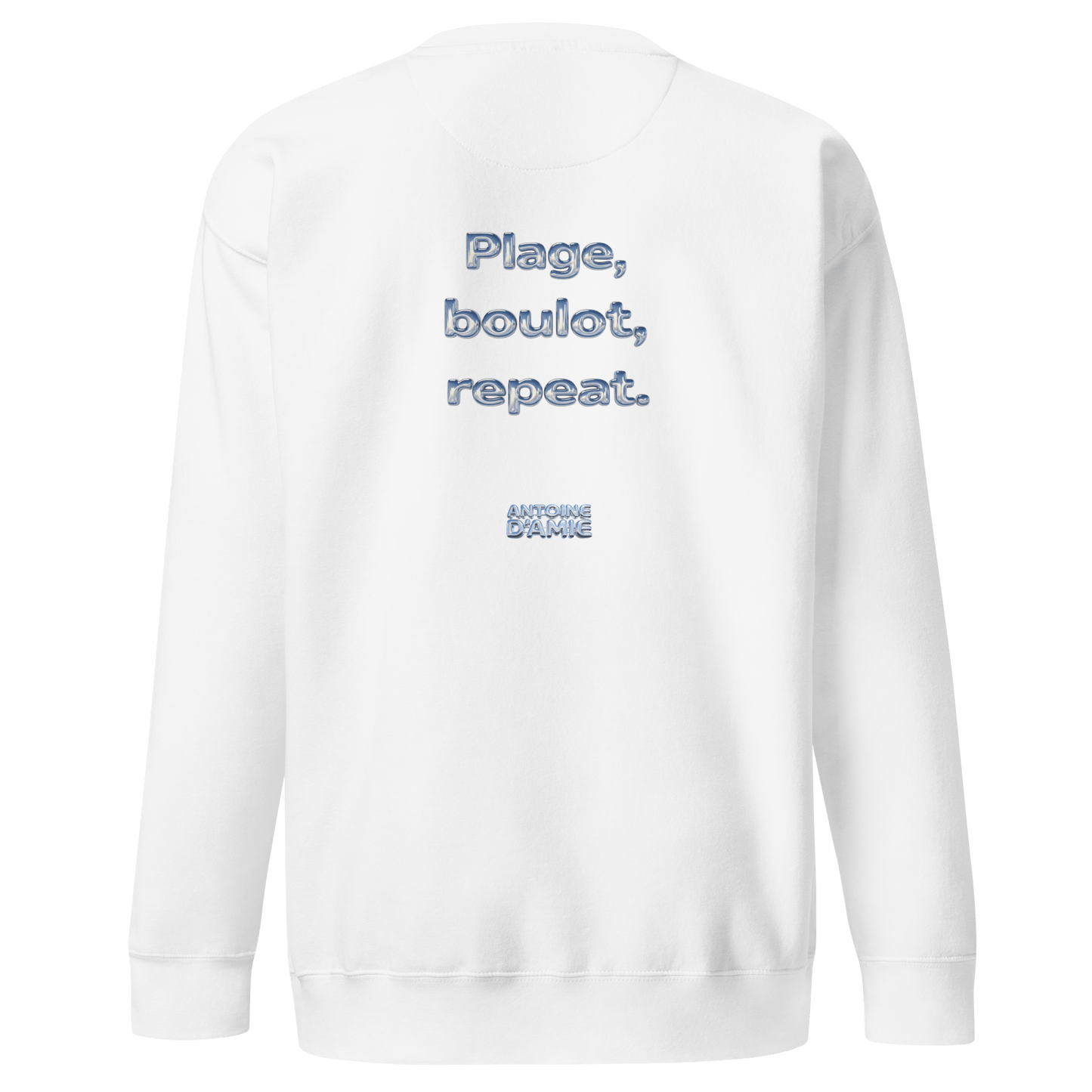 "PLAGE BOULOT REPEAT" Embroidered Crewneck - Antoine D'Amie