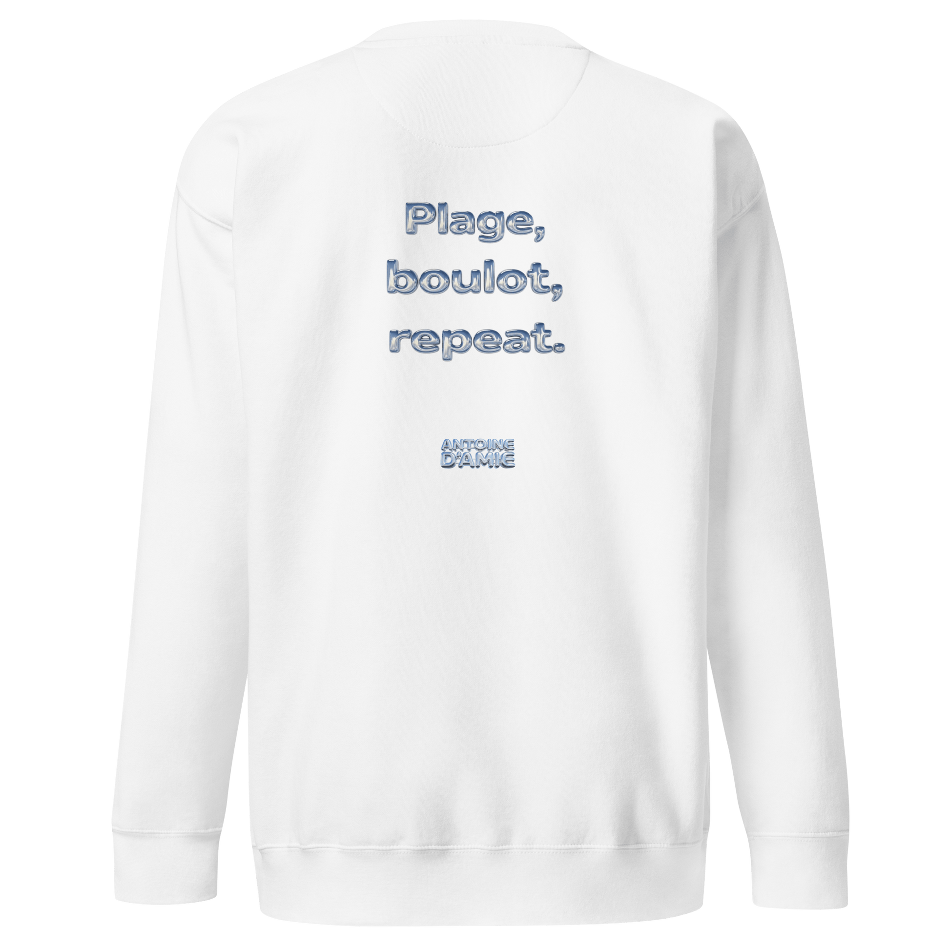 "PLAGE BOULOT REPEAT" Embroidered Crewneck - Antoine D'Amie