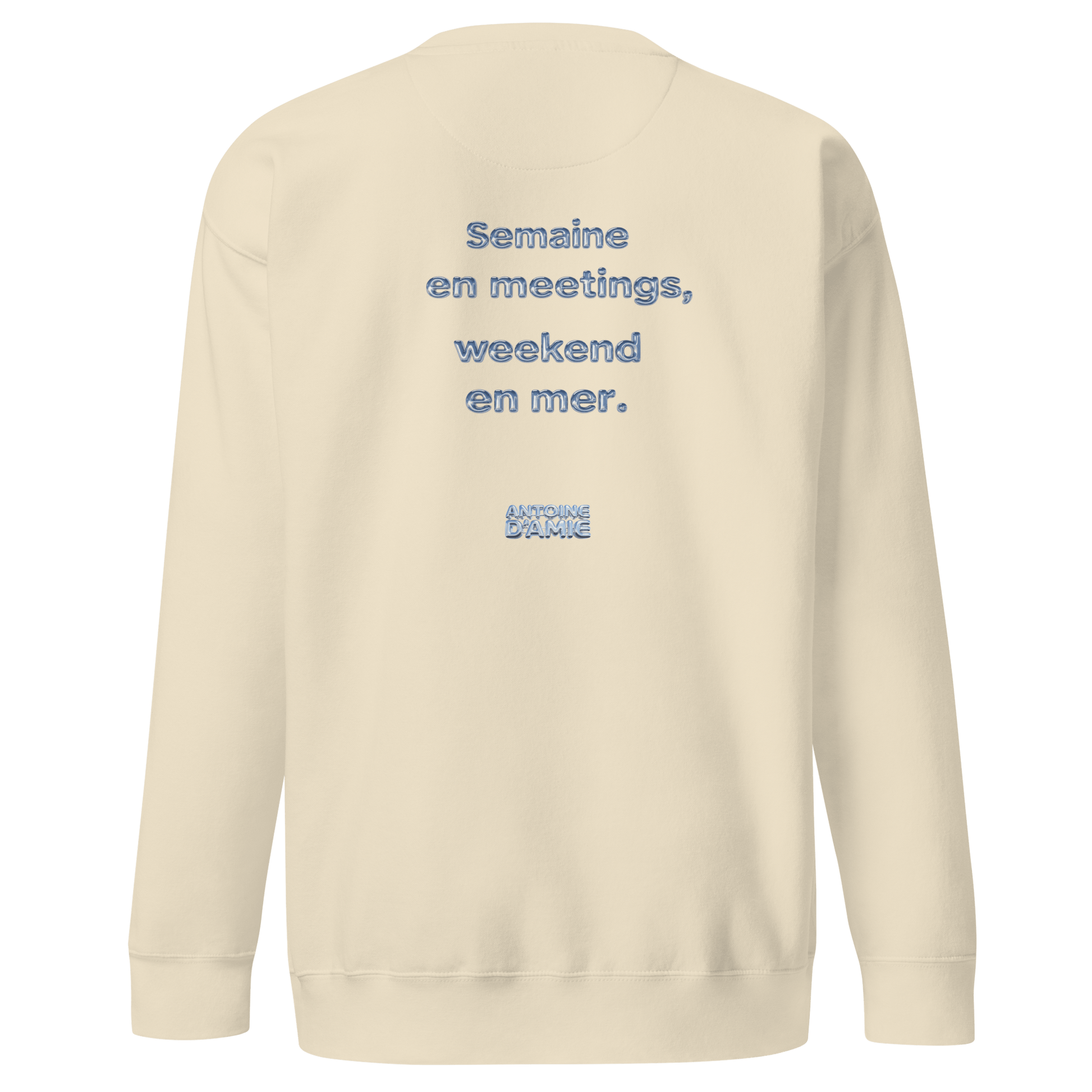"SEMAINE EN MEETINGS, WEEKEND EN MER" Embroidered Crewneck - Antoine D'Amie