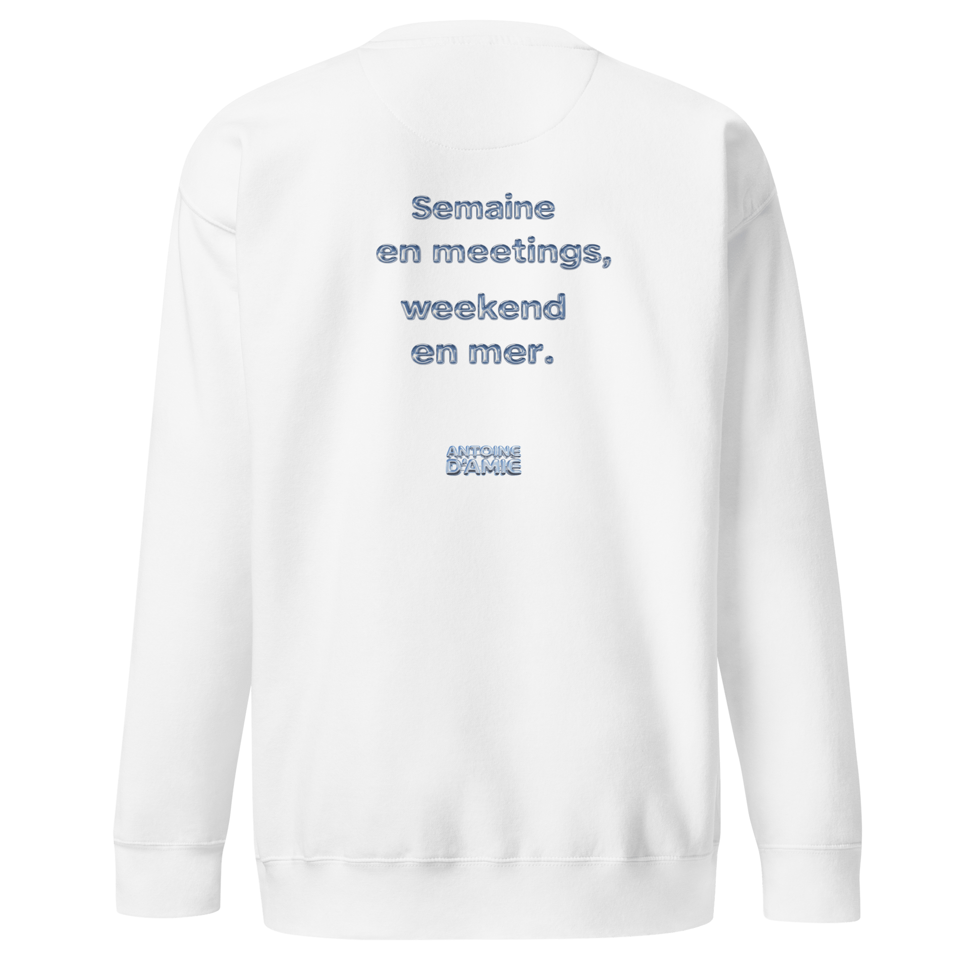 "SEMAINE EN MEETINGS, WEEKEND EN MER" Embroidered Crewneck - Antoine D'Amie