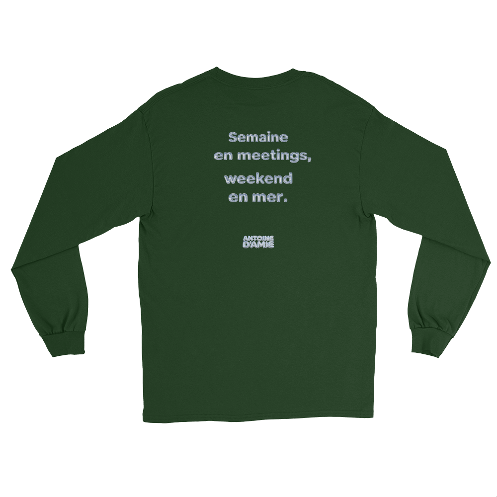 "SEMAINE EN MEETINGS, WEEKEND EN MER" Embroidered Long Sleeve Shirt - Antoine D'Amie