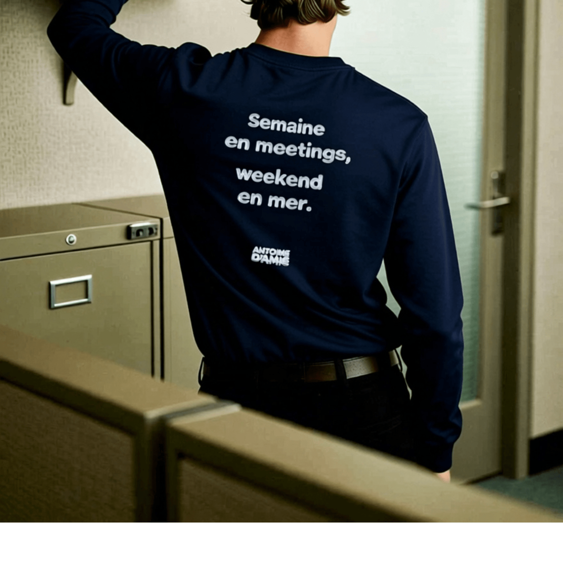 "SEMAINE EN MEETINGS, WEEKEND EN MER" Embroidered Long Sleeve Shirt - Antoine D'Amie