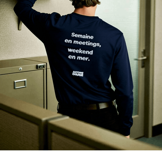 "SEMAINE EN MEETINGS, WEEKEND EN MER" Embroidered Long Sleeve Shirt - Antoine D'Amie