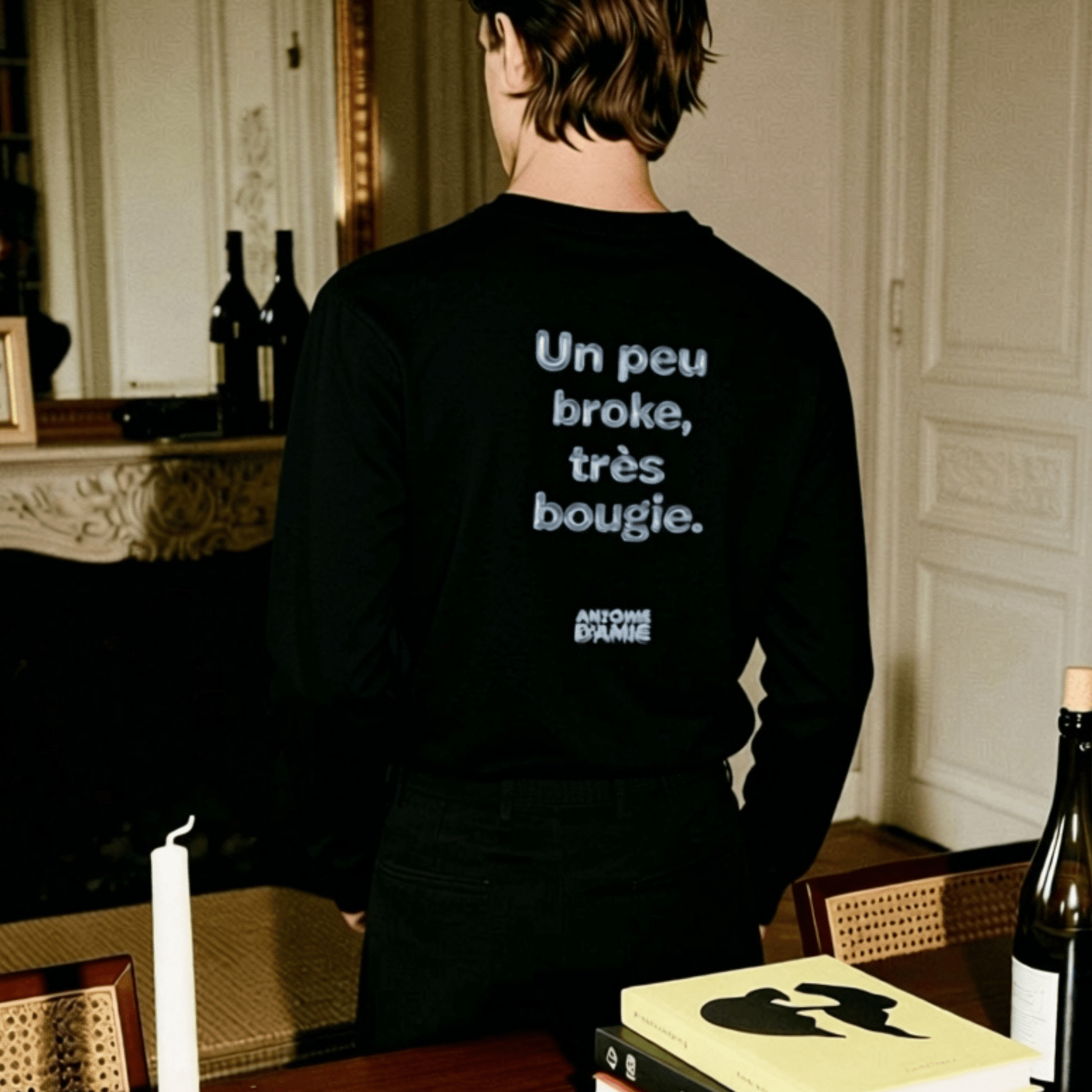 "UN PEU BROKE, TRES AESTHETIC." Long Sleeve Embroidered T-Shirt - Antoine D'Amie